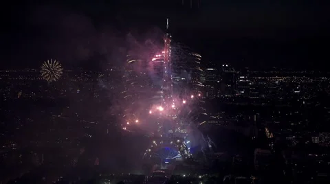 Eiffel Tower fireworks in 2016 Stock Footage 65297832