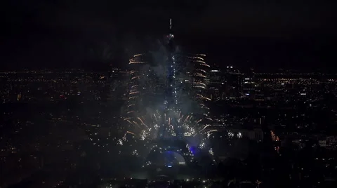 Eiffel Tower fireworks in 2016 Stock Footage 65297898