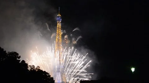 Eiffel Tower fireworks Stock Footage 46686786