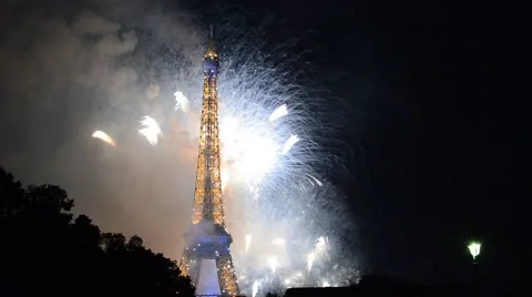Eiffel Tower fireworks Stock Footage 46687217