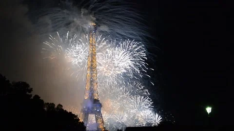 Eiffel Tower fireworks Stock Footage 46687787