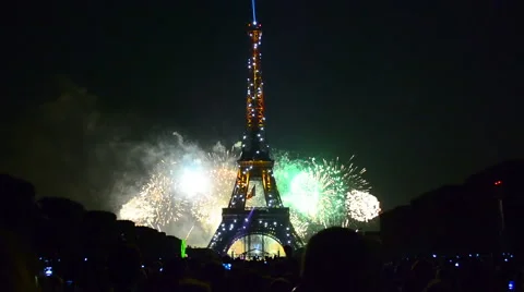 Eiffel Tower fireworks Stock Footage 63521493