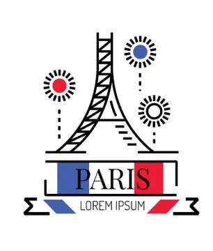 Eiffel tower with fireworks. Stock Illustration
