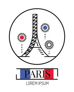 Eiffel tower with fireworks. Stock Illustration