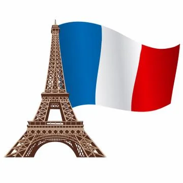 Eiffel tower with flag 스톡 일러스트