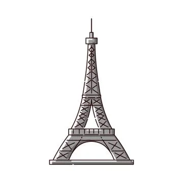 Eiffel Tower flat icon - famous Paris, France tourist attraction. イラスト素材