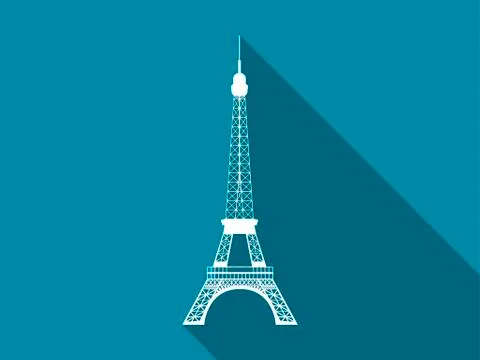 Eiffel Tower flat icon with long shadow. Vector illustration. 스톡 일러스트