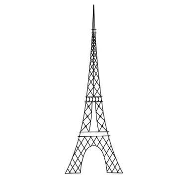 Eiffel Tower flat illustration on white Illustrazione stock