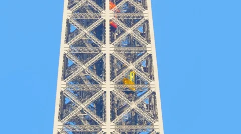 Eiffel tower following elevator rise up Stock Footage 41510114