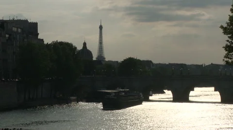 Eiffel Tower Framed by Red Flowers 5 Stock Footage 52883822