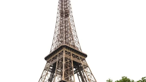 Eiffel Tower framed by trees, side view, Paris, France Stock Footage 237924672