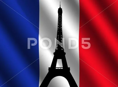 Eiffel tower with french flag Stock Illustrationen