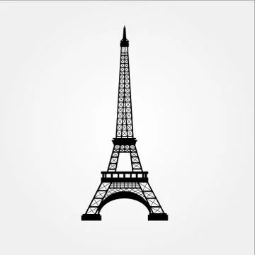 Eiffel tower front silhouette isolated Stock Illustration