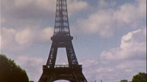 EIFFEL TOWER GARDENS Paris France 1950s Vintage 8mm Film Home Movie 8mm Stock Footage