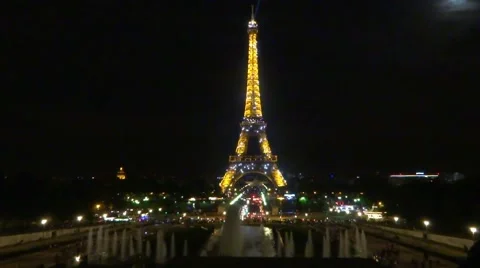 Eiffel Tower Glowing at midnight Stock Footage 67602607