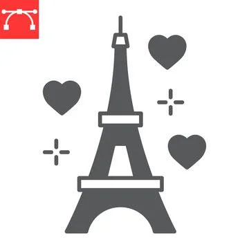 Eiffel tower glyph icon 스톡 일러스트