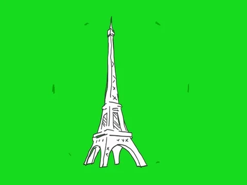 Eiffel tower - Hand-Drawn - Animation - Green Screen - SD Stock Footage 81321374