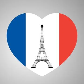 Eiffel tower with heart Stock Illustration