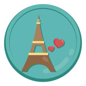 Eiffel Tower With Hearts Illustration