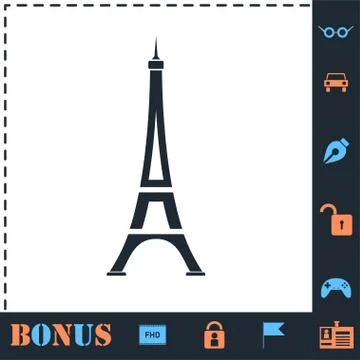 Eiffel tower icon flat Illustration