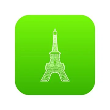 Eiffel tower icon green vector 库存插图