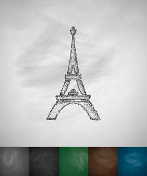 Eiffel Tower icon. Hand drawn vector illustration Stock Illustration