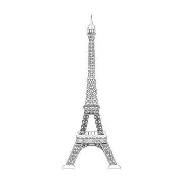 Eiffel tower icon in outline style isolated on white background. Countries Stock Illustration
