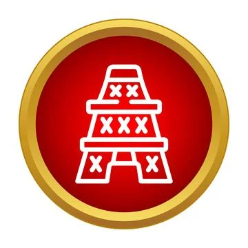 Eiffel tower icon red flat design illustration Stock Illustration