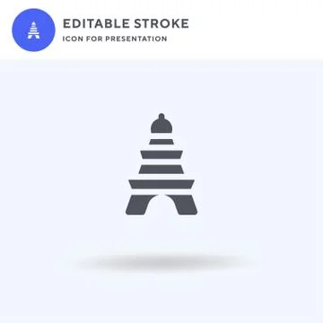 Eiffel Tower icon vector, filled flat sign, solid pictogram isolated on white 库存插图