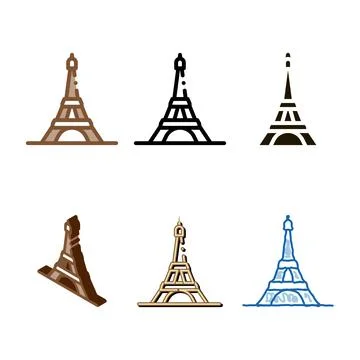 Eiffel tower icon vector outline mix Stock-Illustration