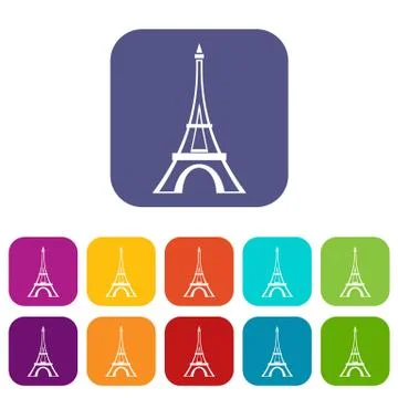 Eiffel tower icons set Stock Illustration