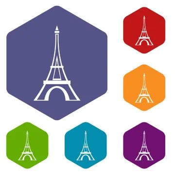 Eiffel tower icons set Illustrazione stock