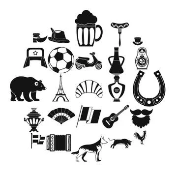 Eiffel tower icons set, simple style Illustrazione stock