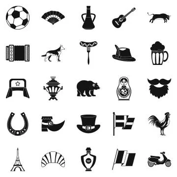 Eiffel tower icons set, simple style Illustrazione stock