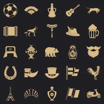 Eiffel tower icons set, simple style Stock Illustration
