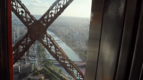 Eiffel Tower Inside Lift Stock Footage 955276