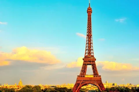 Eiffel tower with invalides in background Stock Photos