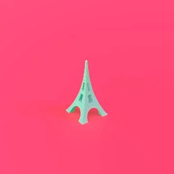 Eiffel Tower isolated on pink background high quality 3d illustration. Stock Illustration