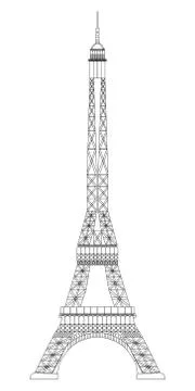 Eiffel Tower isolated on white background. Real scale image Stock Illustration