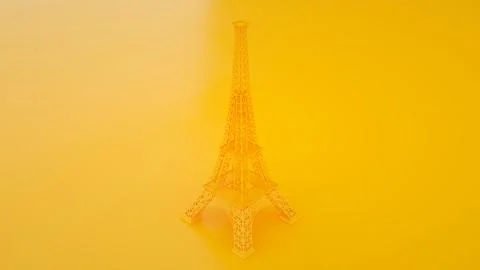 Eiffel Tower isolated on yellow background. Travel France. 3d illustration Stock Illustration