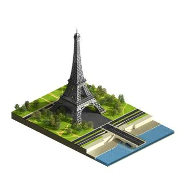 Eiffel tower isometric view Illustrazione stock