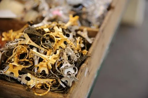 Eiffel Tower Keychains Stock Photos