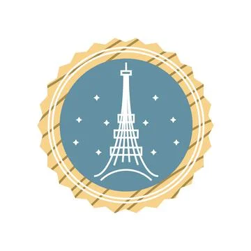 Eiffel tower label Ilustração Stock