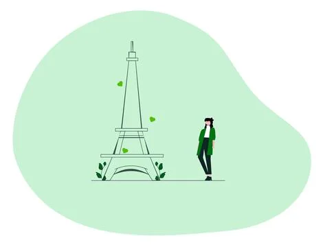 Eiffel Tower Landmark Flat Design イラスト素材