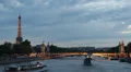 Eiffel Tower Landmark Paris Romantic Capital Alexander III Bridge Pont Tour Boat HD Footage