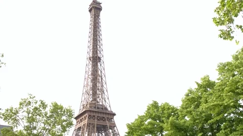 Eiffel Tower Landmark View Through Green Trees in Paris France Stock Footage 334833498