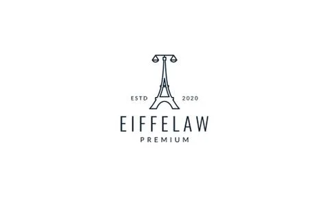 Eiffel tower with law scale logo illustration design Illustrazione stock