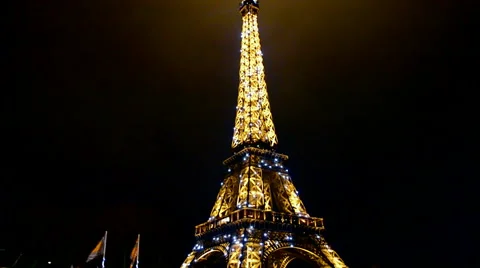 Eiffel tower, Light Performance Show, paris, france. Stock Footage 43473820