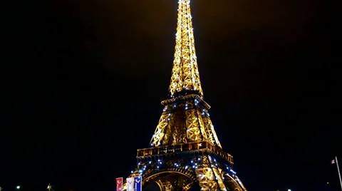 Eiffel tower, Light Performance Show, paris, france. Stock Footage 43474629