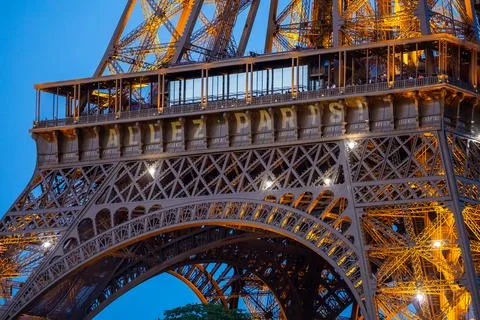 Eiffel Tower lights a message to support Paris, France - 30 May 2025 Stock Photos